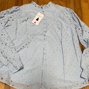 Zesica light blue long sleeve ladies blouse. NWT